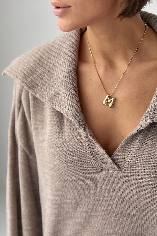 Светр-поло в'заний жіночий кавовий вільного крою, ONE-SIZE